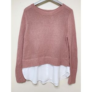 SOLD H&M Divided Pink & White Layered Sweater